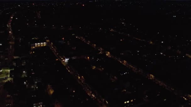Beautiful Aerial High Angle Drone Footage British Town Night — Video
