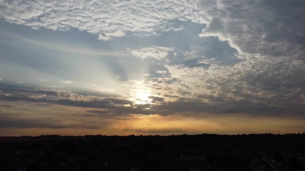 Night Aerial Footage Luton City England Dark Clouds Drone High — Vídeo de Stock