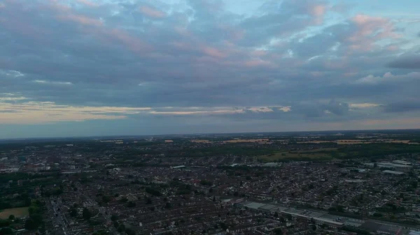 Aerial View Luton Residential Houses Beautiful Sunset Colourful Clouds Sky — 图库照片