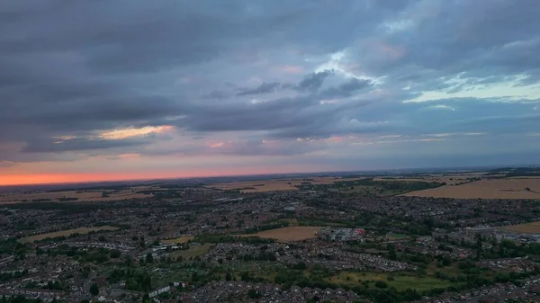 Aerial View Luton Residential Houses Beautiful Sunset Colourful Clouds Sky — Stock Photo, Image