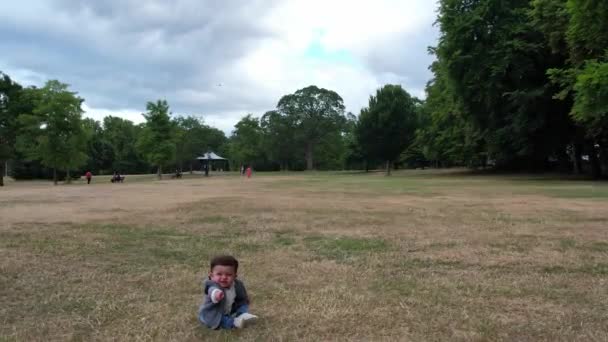 Months Old Cute Baby Enjoying Posing Camera Park Luton England — Videoclip de stoc