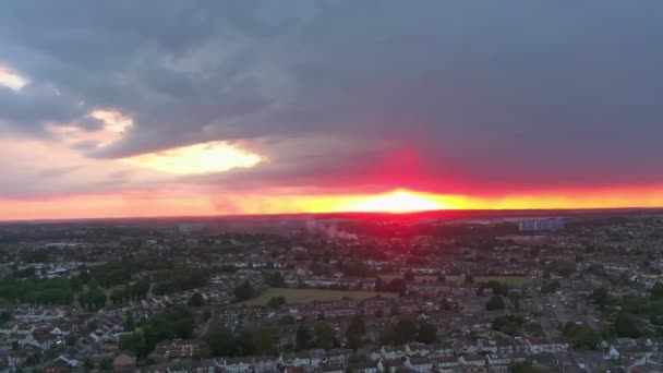 Night Aerial Footage Luton City England Dark Clouds Drone High — Stock videók