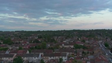 Night Aerial Footage of Luton City of England, and Dark Clouds, drone's high angle footage