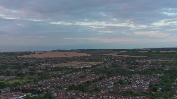 Night Aerial Footage Luton City England Dark Clouds Drone High — Vídeo de Stock