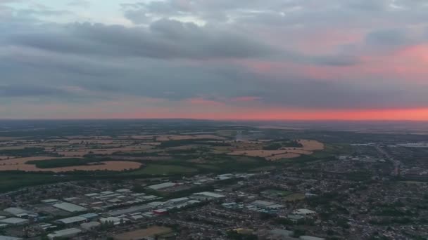 Night Aerial Footage Luton City England Dark Clouds Drone High — Video