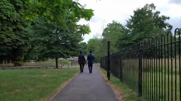 Young Asian Males Walking Infant Baby Boy Local Public Park — Stockvideo