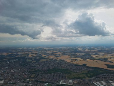 High Angle Aerial Panoramic View of Luton Town of England UK