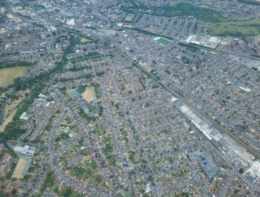 High Angle Aerial Panoramic View of Luton Town of England UK