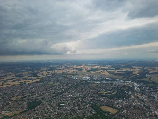 High Angle Aerial Panoramic View of Luton Town of England UK