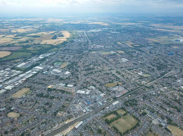 High Angle Aerial Panoramic View of Luton Town of England UK