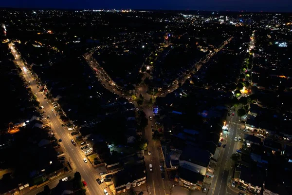 Gorgeous Aerial Night View Illuminated Luton Town England Drone High — Φωτογραφία Αρχείου