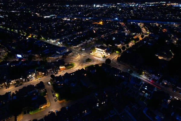 Gorgeous Aerial Night View Illuminated Luton Town England Drone High — Φωτογραφία Αρχείου