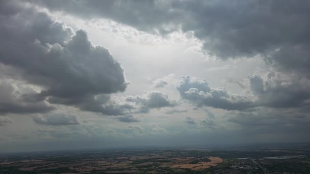 Beautiful High Angle Altitude View Clouds British Town England Air — Video