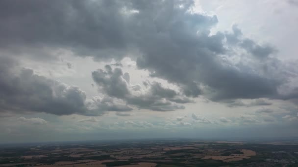 Beautiful High Angle Altitude View Clouds British Town England Air — Stockvideo