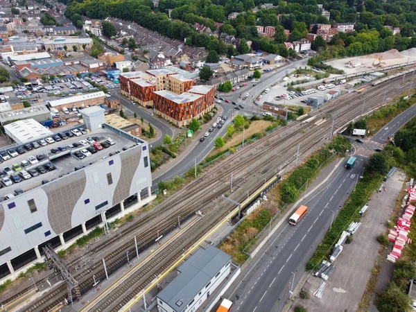 Aerial Footage High Angle View Luton Town England Railways Station — Zdjęcie stockowe