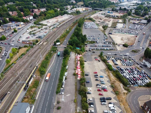 Aerial Footage High Angle View Luton Town England Railways Station — Zdjęcie stockowe