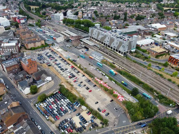 Most Beautiful Aerial View City Centre Buildings Central Railway Station — Foto de Stock