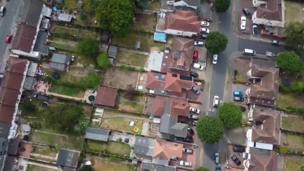 High Angle Aerial View British Roads Traffic Passing Luton City — 图库视频影像
