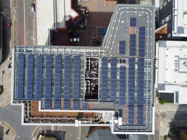 Beautiful Aerial footage and high angle views of Central London Luton City and Railway Station of England UK