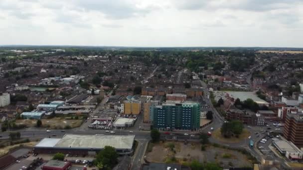 Beautiful Aerial Footage High Angle Views Central Luton City England — Stockvideo
