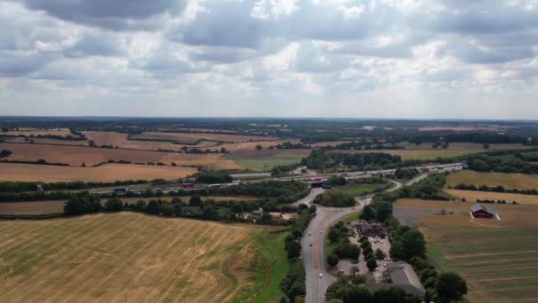 High Angle Aerial View British Roads Traffic Passing Luton City — Stock videók