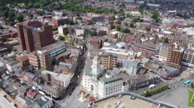 Beautiful Aerial footage and high angle views of Central Luton City of England UK
