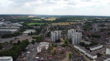 Beautiful Aerial footage and high angle views of Central Luton City of England UK