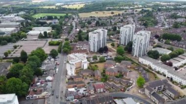 Beautiful Aerial footage and high angle views of Central Luton City of England UK