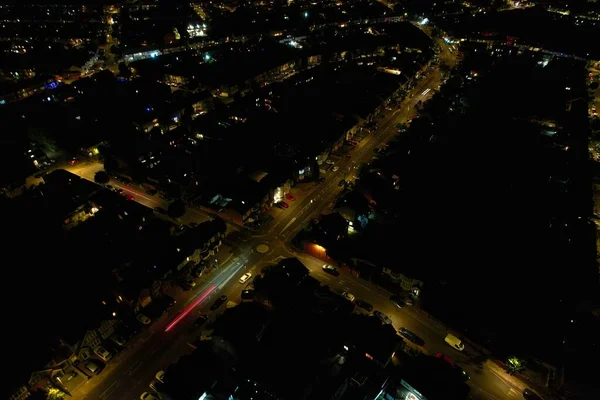 Beautiful Night Aerial View British City High Angle Drone Footage — Stock fotografie