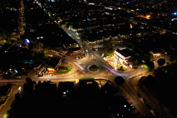 Beautiful Night Aerial View British City High Angle Drone Footage — ストック写真