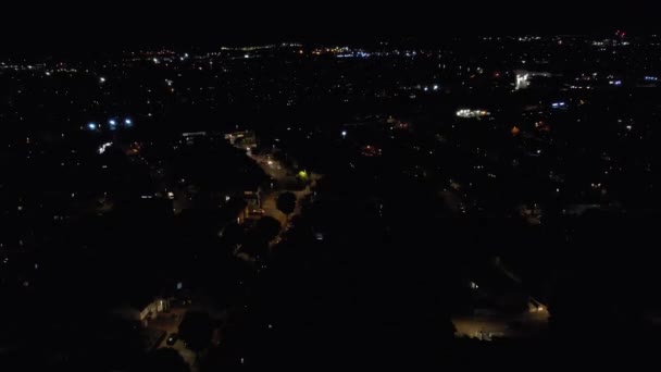 Hermosa Vista Aérea Nocturna Ciudad Británica Imágenes Drone Alto Ángulo — Vídeos de Stock