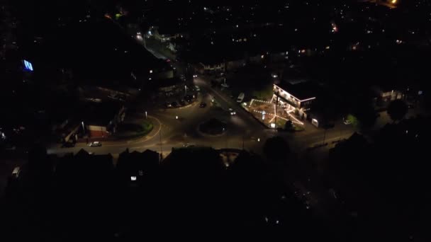 Hermosa Vista Aérea Nocturna Ciudad Británica Imágenes Drone Alto Ángulo — Vídeos de Stock