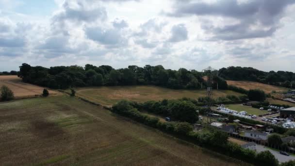 High Angle Beautiful View British Village Roads Countryside England — ストック動画