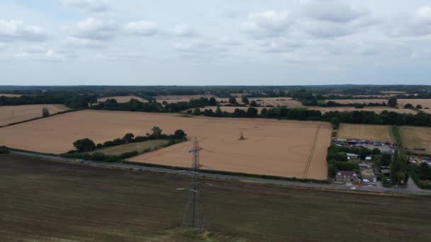 High Angle Beautiful View British Village Roads Countryside England — Αρχείο Βίντεο