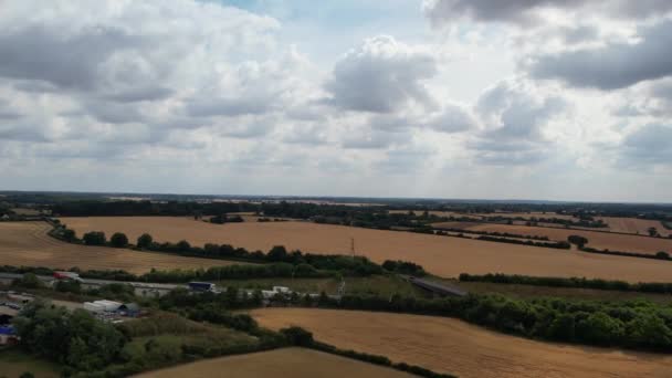 High Angle Beautiful View British Village Roads Countryside England — Stock video