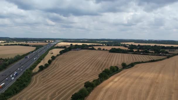 High Angle Beautiful View British Village Roads Countryside England — Stock video