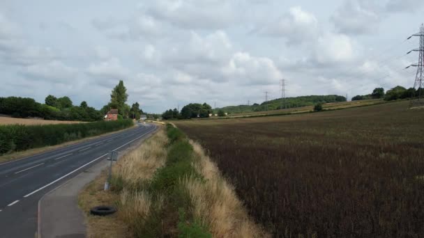 High Angle Beautiful View British Village Roads Countryside England — Video Stock