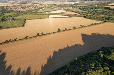 İngiliz Kırsal Bölgesi 'nin hava görüntüleri ve yüksek açılı görüntüsü, insansız hava aracı görüntüleri.