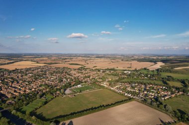 İngiliz Kırsal Bölgesi 'nin hava görüntüleri ve yüksek açılı görüntüsü, insansız hava aracı görüntüleri.
