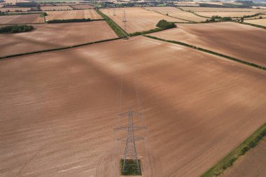 İngiliz Kırsal Bölgesi 'nin hava görüntüleri ve yüksek açılı görüntüsü, insansız hava aracı görüntüleri.