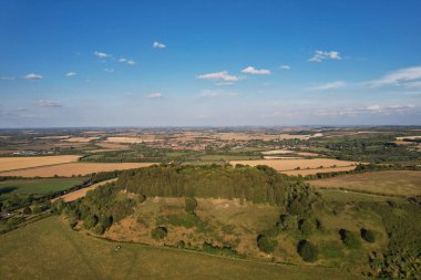 İngiliz Kırsal Bölgesi 'nin hava görüntüleri ve yüksek açılı görüntüsü, insansız hava aracı görüntüleri.