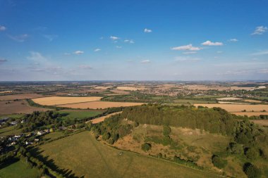 İngiliz Kırsal Bölgesi 'nin hava görüntüleri ve yüksek açılı görüntüsü, insansız hava aracı görüntüleri.