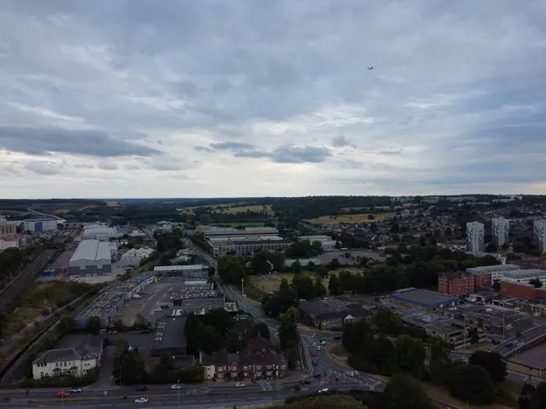 Gorgeous Aerial View Central Luton City England Sunset Time Town — Zdjęcie stockowe