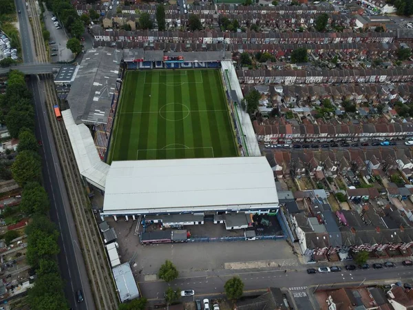 Aerial High Angle View Luton Football Stadium Bury Park Residential — Zdjęcie stockowe