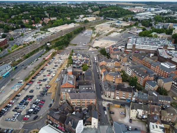 High Angle Footage London Luton Town Aerial View Central City — Stockfoto