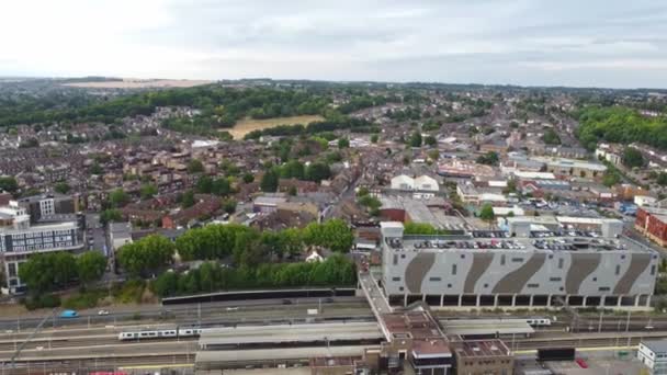 Aerial Footage High Angle View Train Track Central London Luton — Video Stock