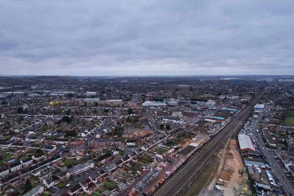 High Angle Drone View Luton City Center Railway Station Luton — Stockfoto