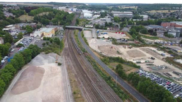 High Angle Footage London Luton Town Aerial View Central City — Vídeos de Stock