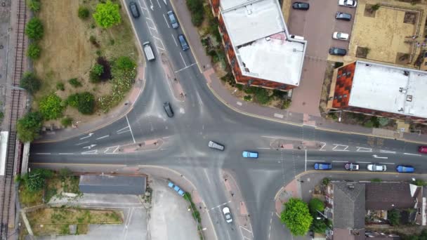 Aerial Footage High Angle Train Tracks Central Luton Railway Station — 비디오