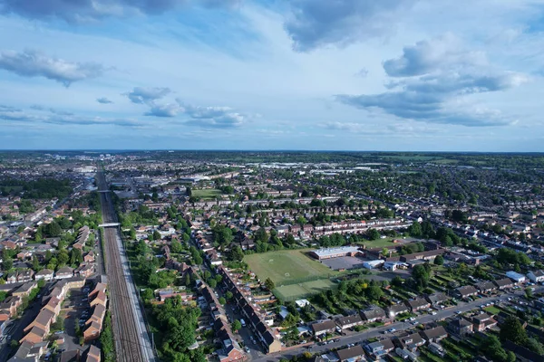 High Angle Drone View Luton City Center Railway Station Luton — Zdjęcie stockowe
